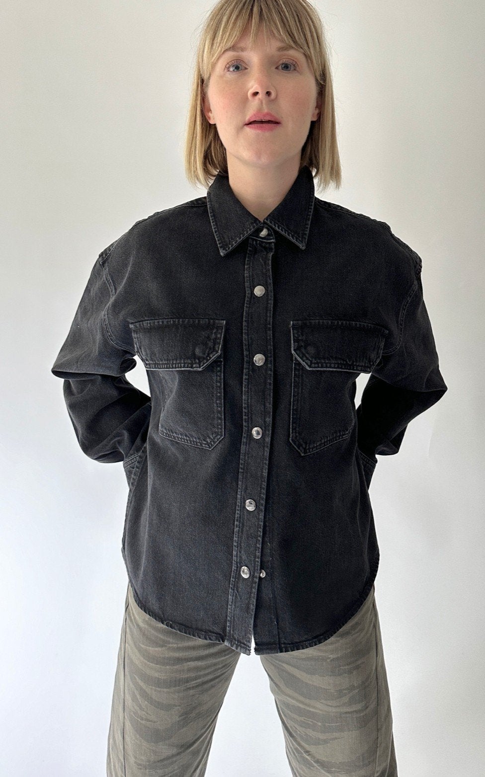 Agolde denim shirt nieuw, Maat 38/40 (M), Verzenden, Zwart, Nieuw