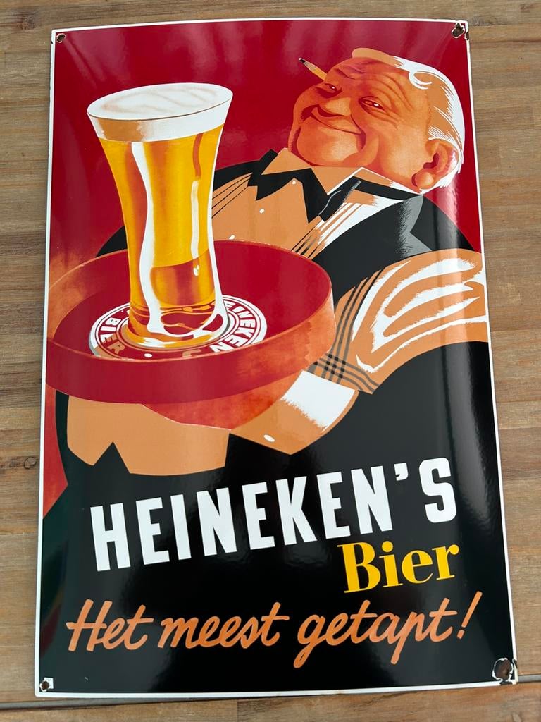 Emaiile bord Heineken, Verzamelen, Merken en Reclamevoorwerpen, Ophalen, Zo goed als nieuw, Reclamebord