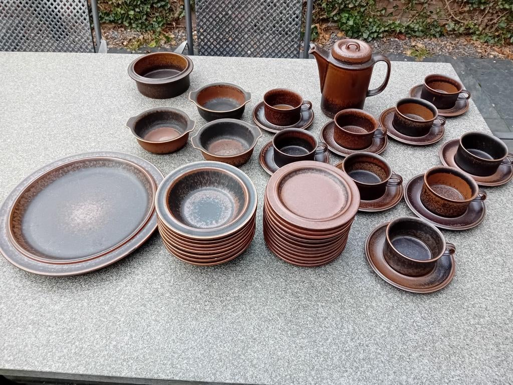 Arabia Ruska Servies puntgaaf design Ulla Procopé Finland., Ophalen of Verzenden, Zo goed als nieuw, Overige stijlen, Aardewerk