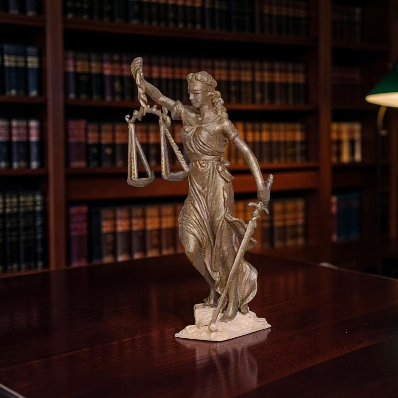 Vrouwe Justitia Beeld - Symbool van Rechtvaardigheid, Ophalen of Verzenden, 20 - 50 cm, Beeld, Bruin