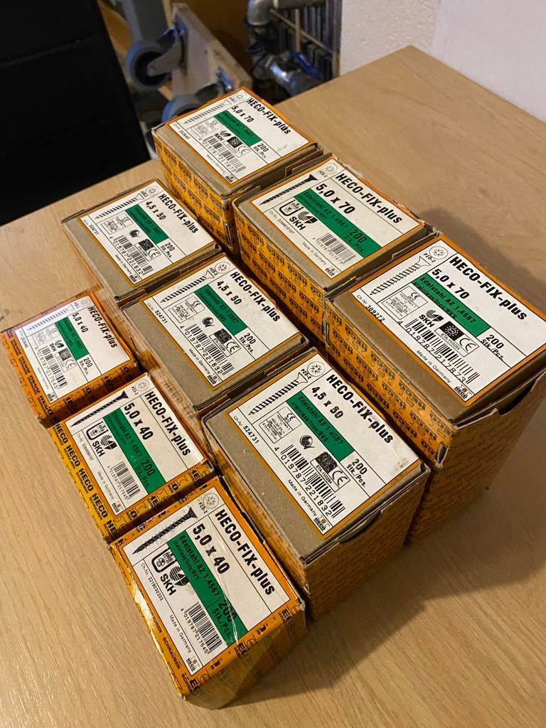 9 Dozen A2 RVS Schroeven - 200 stuks per pak - 40-50-70 mm, 50 tot 100 mm, Schroeven, Nieuw, Ophalen of Verzenden