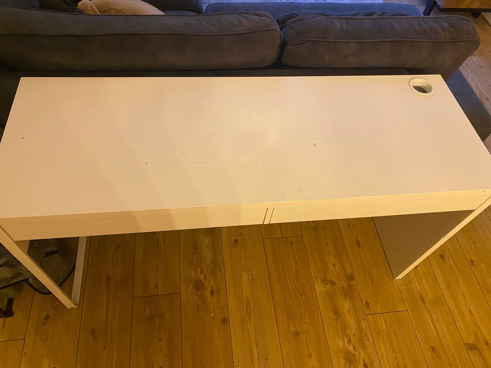 IKEA Micke Bureau Wit - 142x50 cm met lades, Ophalen, Gebruikt, Met lades, Spaanplaat of MDF