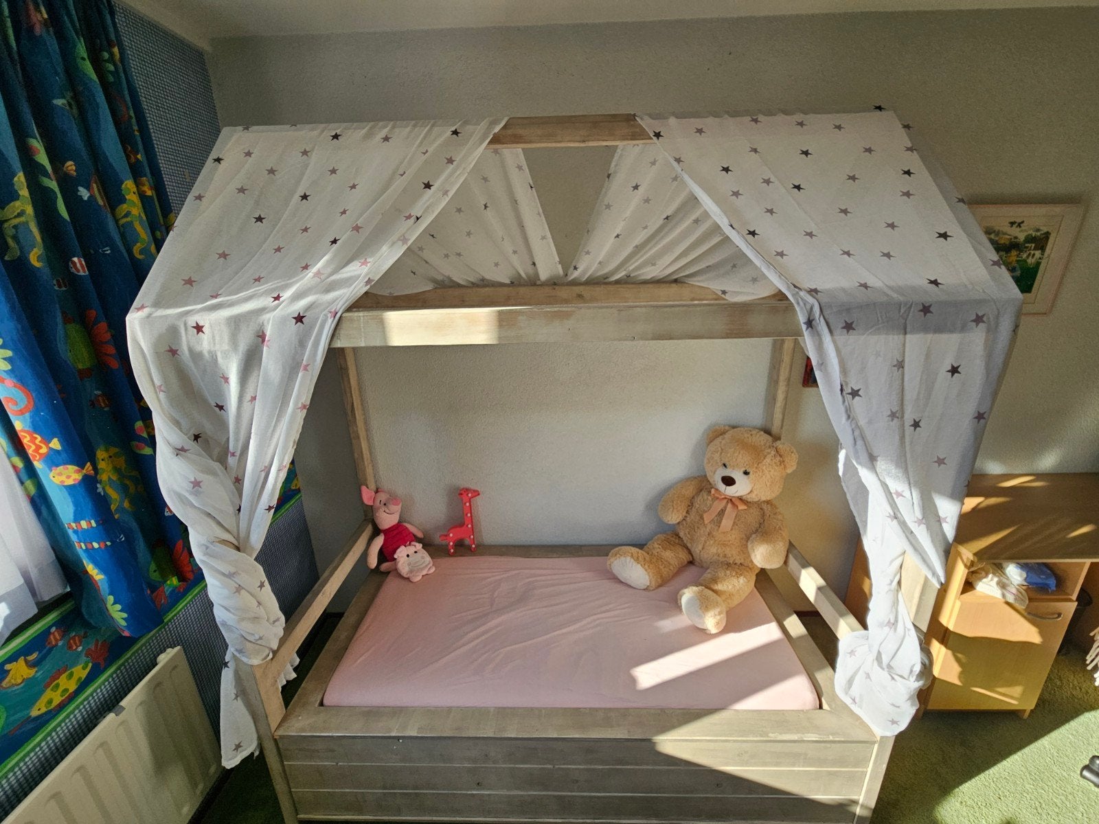 Mooi prinsessenbed, Ophalen, 85 tot 100 cm, Zo goed als nieuw, Matras
