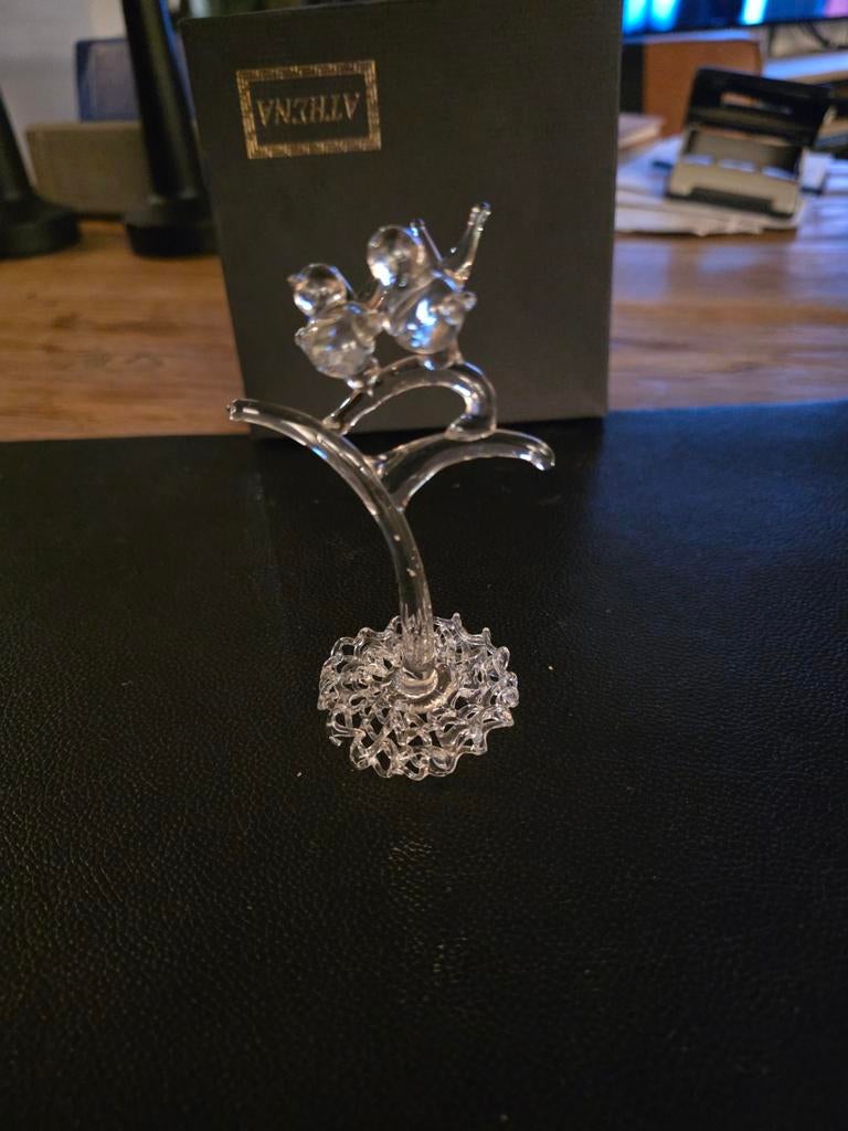 Glazen beeldje: Twee vogels op tak, Athena, Ophalen of Verzenden, Zo goed als nieuw, Glas, Modern