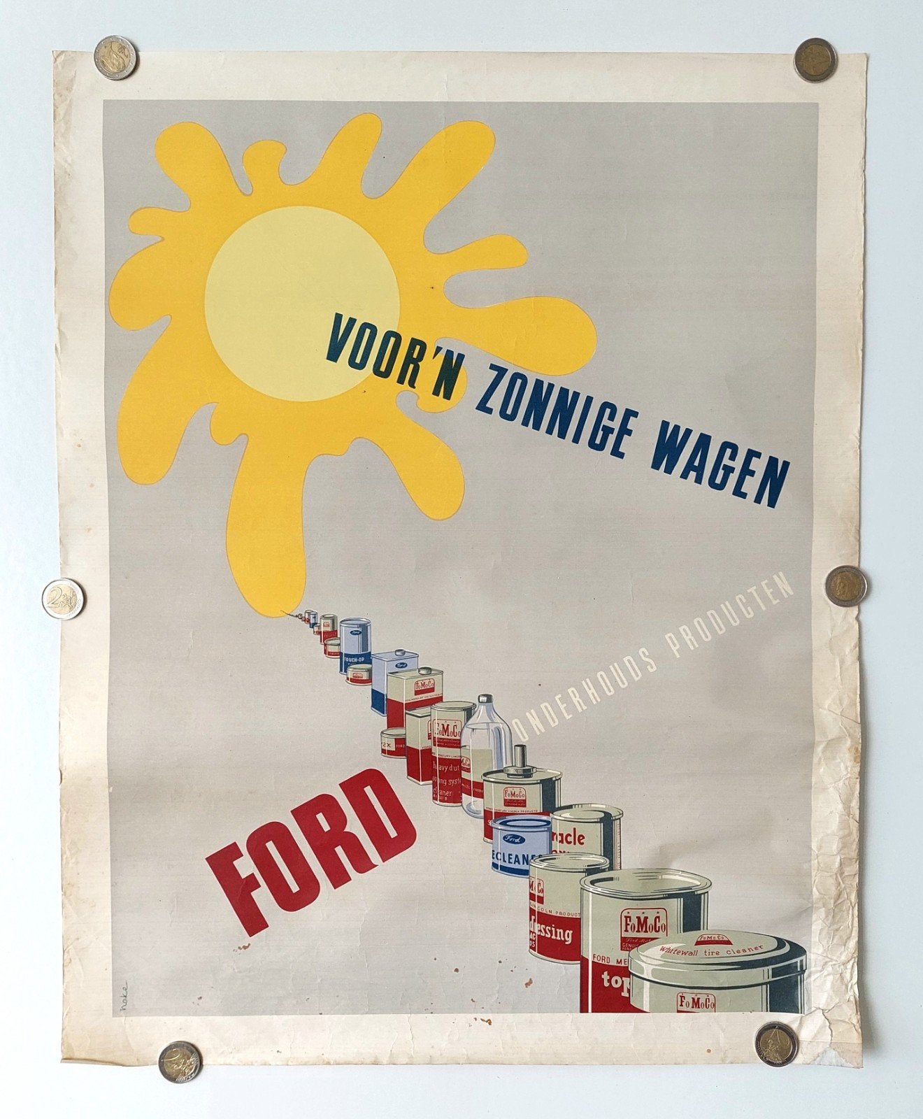 Oude Ford FoMoCo Reclame Poster Automobilia Affiche jaren 50, Verzamelen, Merken en Reclamevoorwerpen, Ophalen of Verzenden, Gebruikt