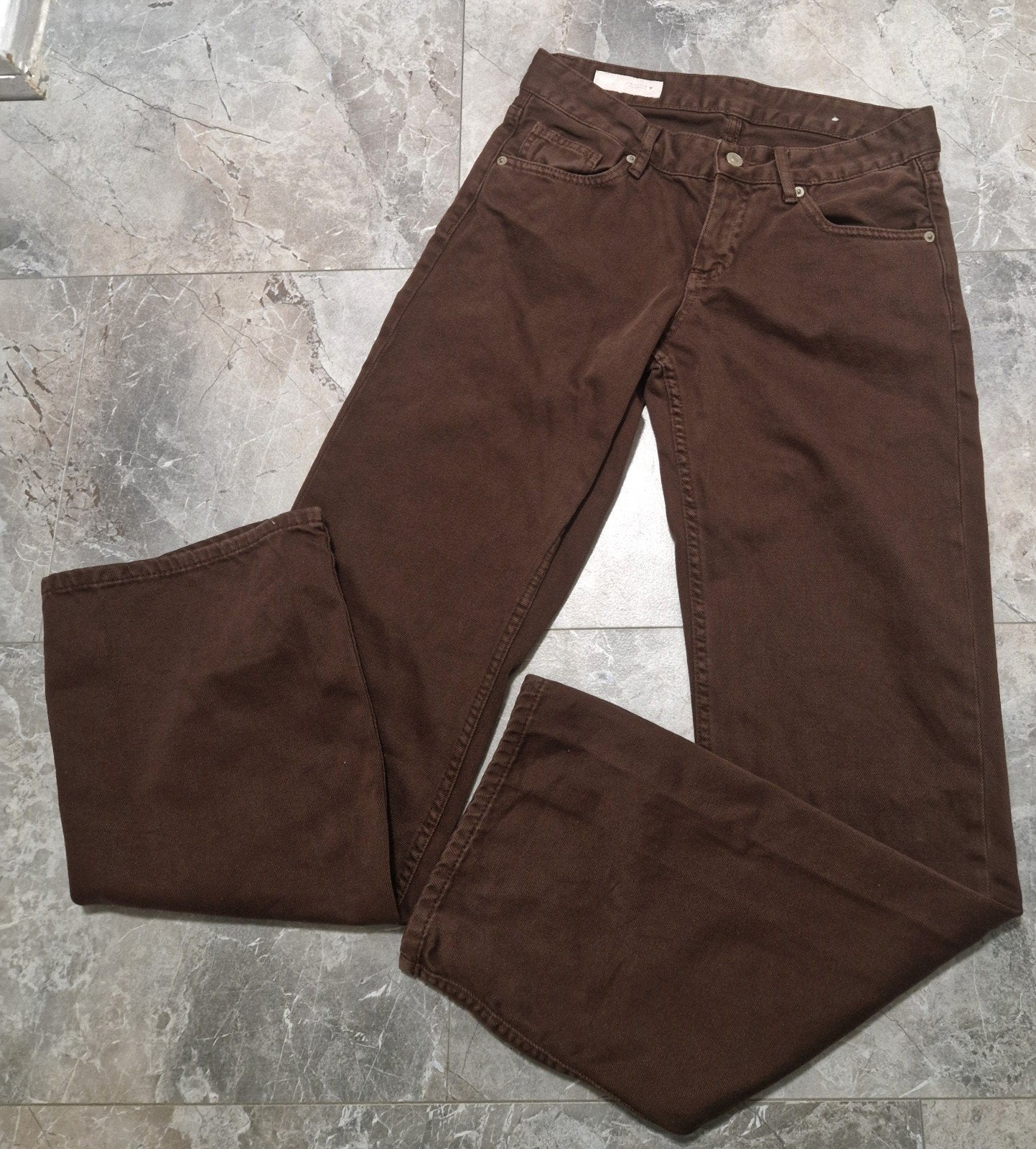 ZARA Bruine Wide Leg Spijkerbroek / Jeans - Maat 38 / M, Maat 38/40 (M), Bruin, Ophalen of Verzenden, Zo goed als nieuw
