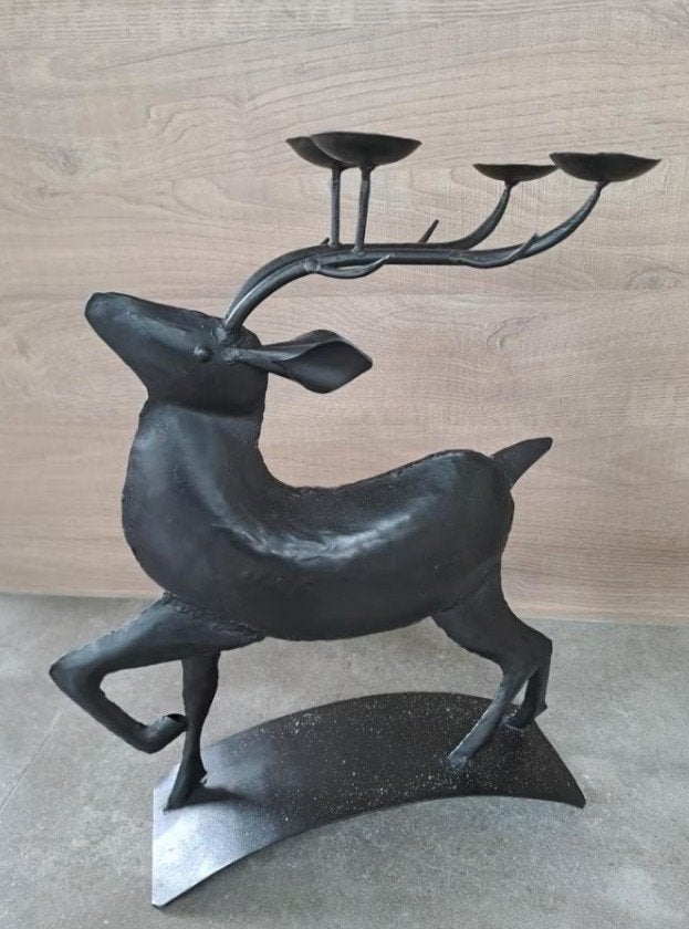 metalen hert,rendier,kandelaar,beeld,decoratie,kerst, Huis en Inrichting, Ophalen of Verzenden, Gebruikt, Zwart, Metaal