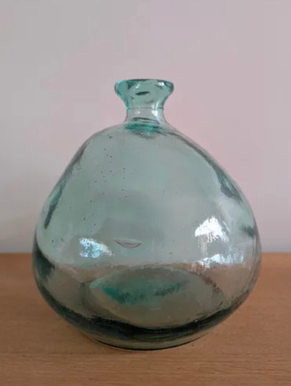 Dame Jeanne vaas van helder 100% gerecycled glas, Ophalen of Verzenden, 19 cm, Groen, Gerecycled glas