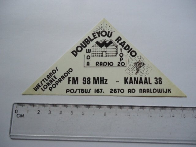 sticker oud Kassen Westland piraat radio Doubleyou Naaldwijk, Verzenden, Zo goed als nieuw, Bedrijf of Vereniging