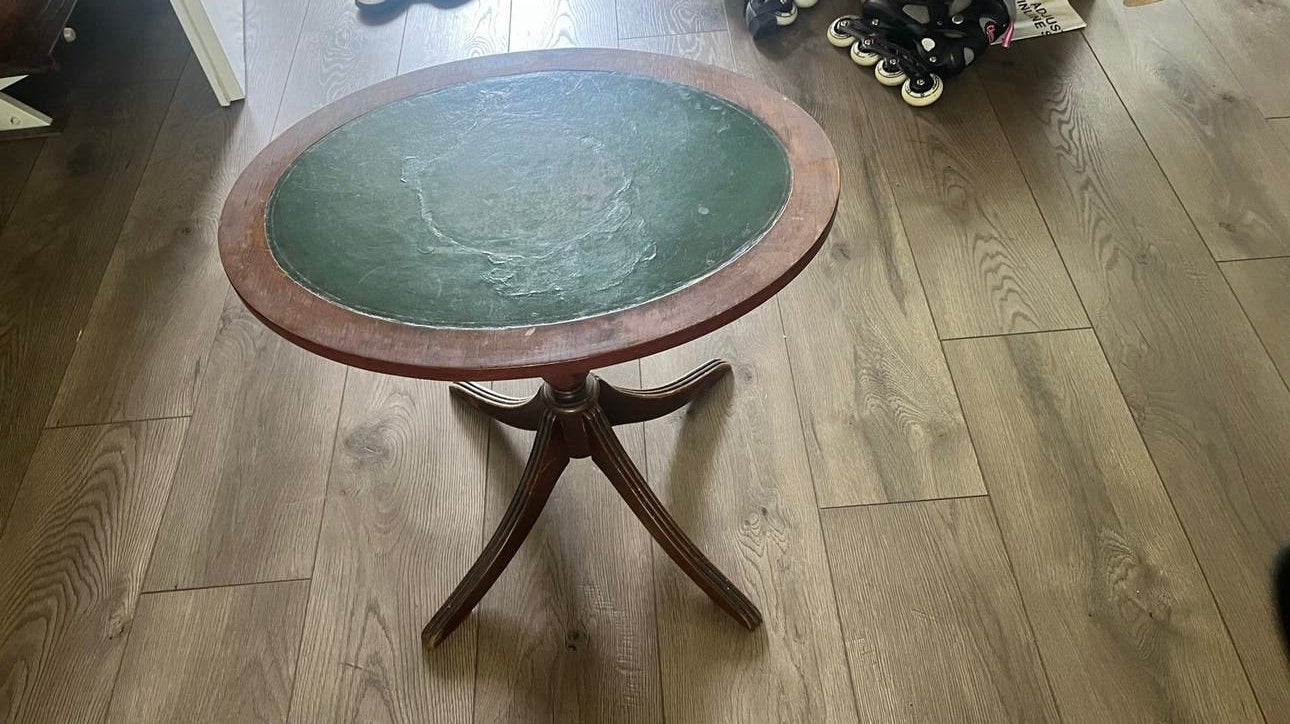 Vintage bijzettafel met groen blad, Ophalen