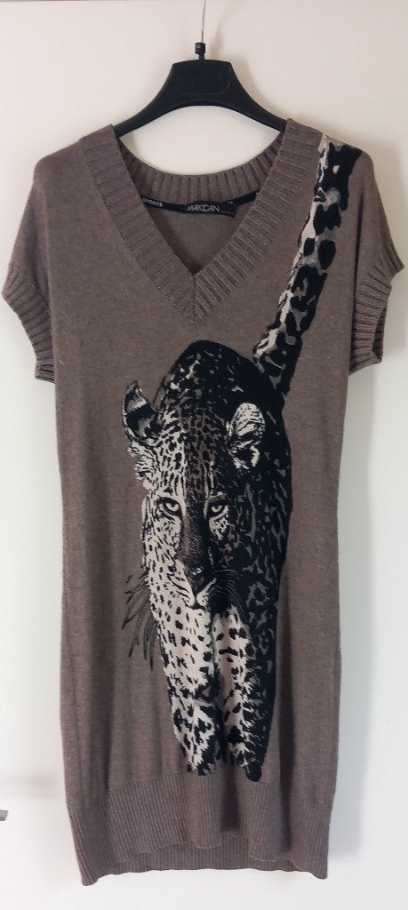 Marc Cain gebreide mini trui-jurk/ lange trui- ongedragen-36, Kleding | Dames, Bruin, Nieuw, Ophalen of Verzenden, Maat 36 (S)