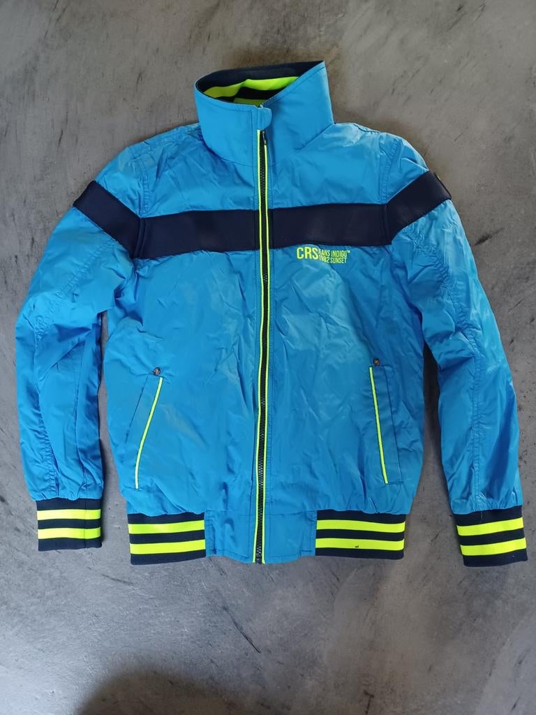 Cars Jeans jongens jas maat 14 - Blauw met neon accenten, Ophalen of Verzenden, Gebruikt, Cars Jeans, Jongen