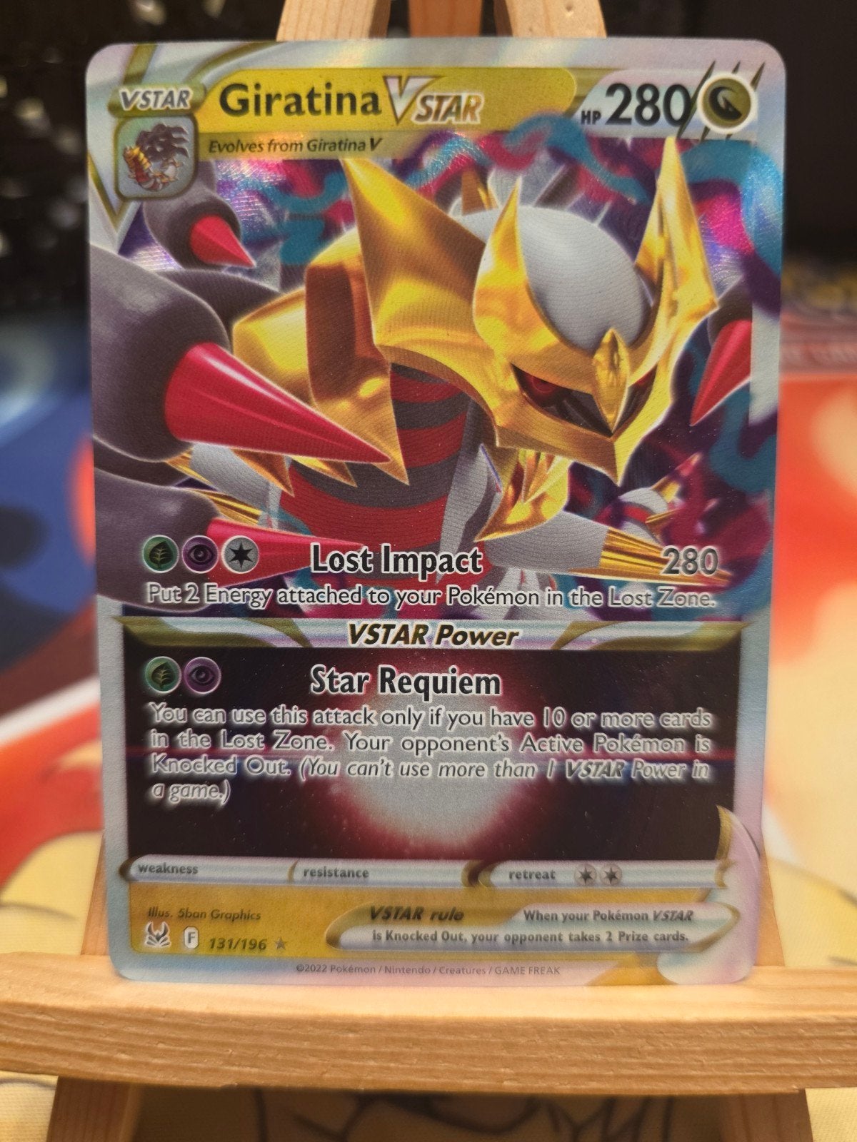 Pokemon Lost Origin Giratina VStar 131/196, Ophalen of Verzenden, Nieuw, Losse kaart, Foil