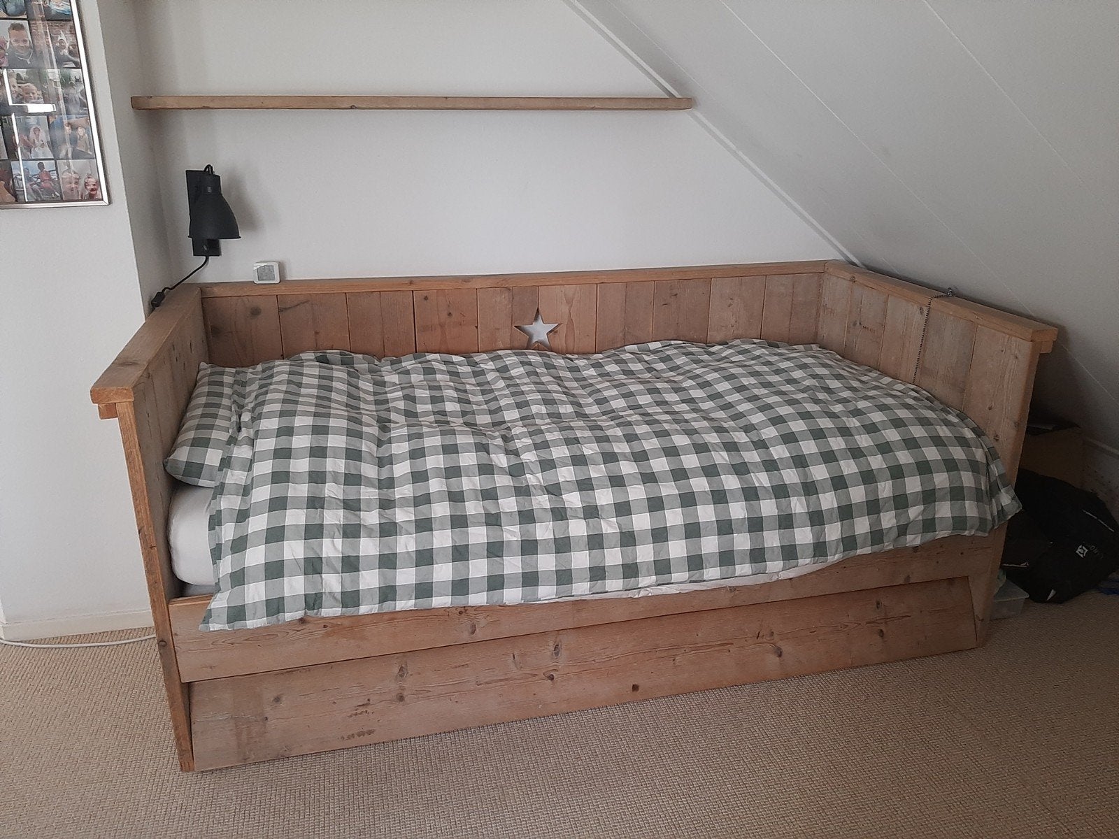 Steigerhouten bedbank met opbergruimte en bijpassende kast, Ophalen, Gebruikt, Steigerhout, Overige maten
