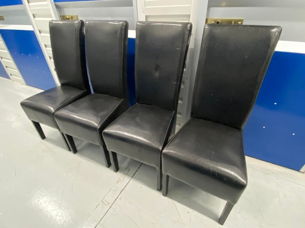 4 mooie donkerbruine lederen eetkamer stoelen, Huis en Inrichting, Stoelen, Ophalen of Verzenden, Zo goed als nieuw, Eén