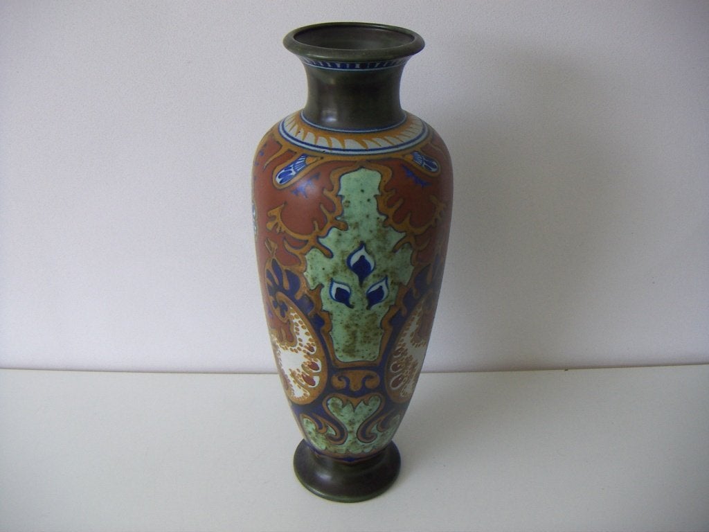 Zuid Holland Gouda plateel keramiek vaas jr.1918. Rhodian., Antiek en Kunst, Ophalen of Verzenden