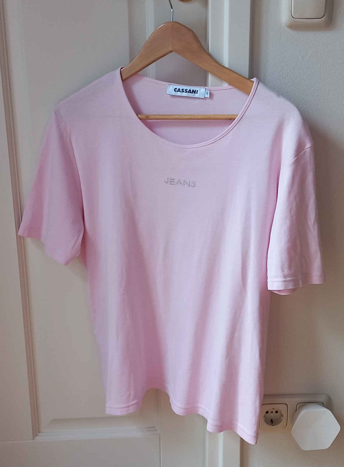 Roze Cassani T-shirt met korte mouwen en 'JEANS' opdruk, Maat 38/40 (M), Ophalen of Verzenden, Korte mouw, Cassani