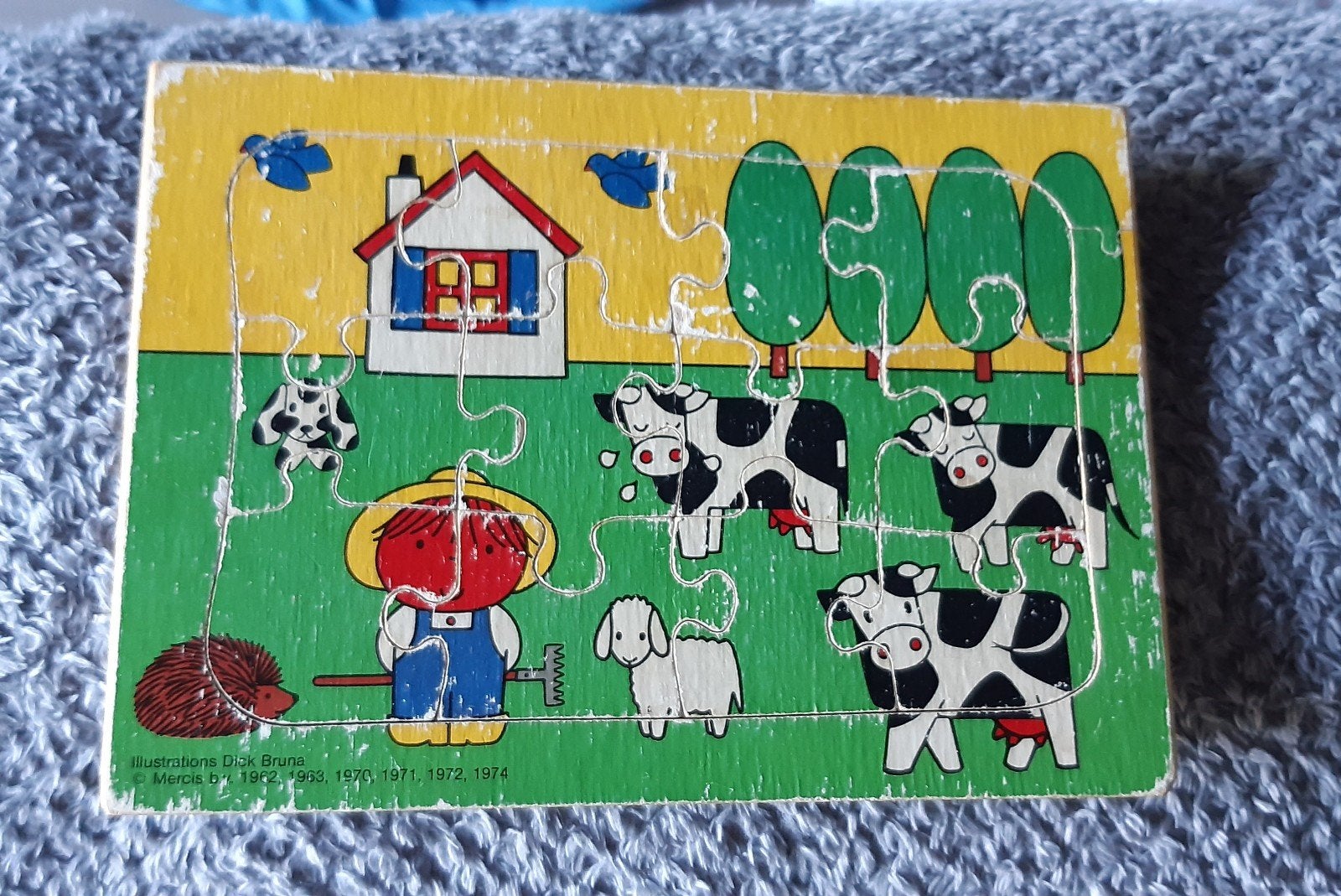 Vintage Dick Bruna Houten Puzzel Boerderij Dieren, 2 tot 4 jaar, Gebruikt, 10 tot 50 stukjes, Ophalen of Verzenden