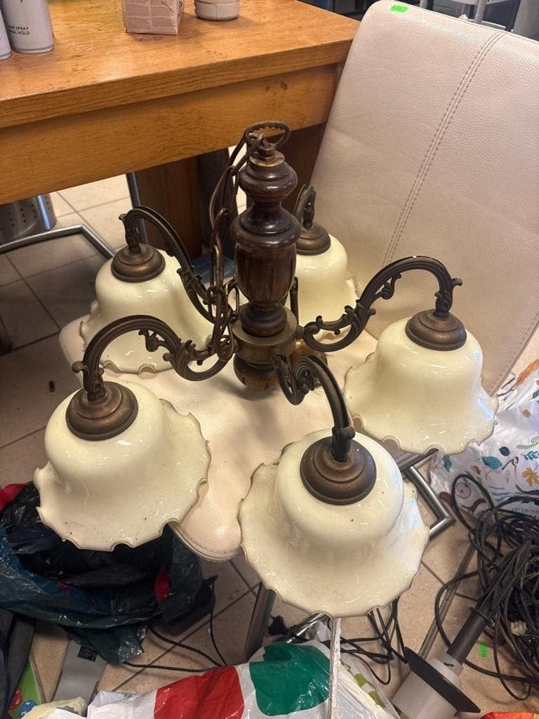 Vintage Kroonluchter met 5 Armen - Klassiek Design, Ophalen of Verzenden