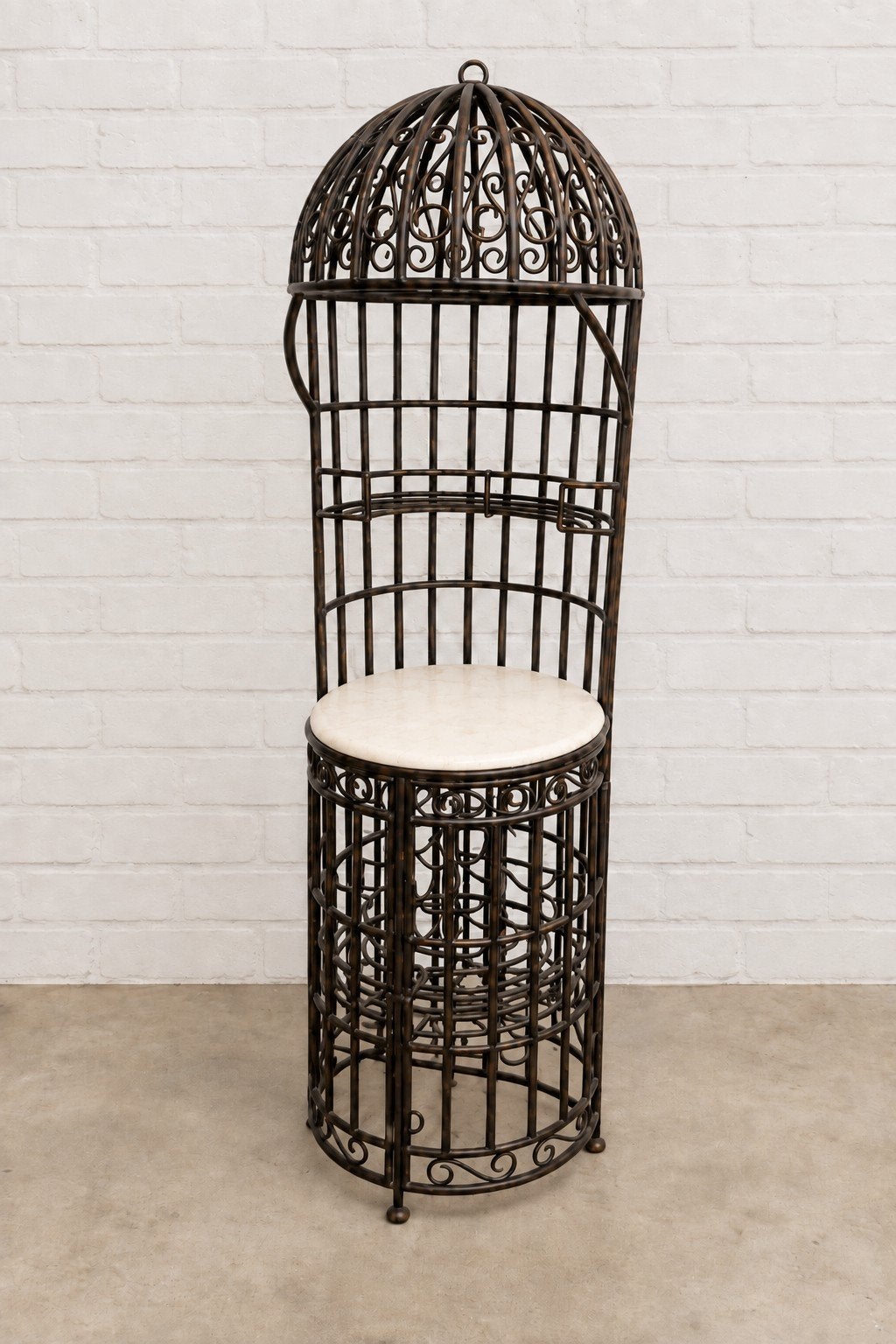 Vintage ijzeren Birdcage wijnrek / barmeubel, Ophalen, Gebruikt, Metaal