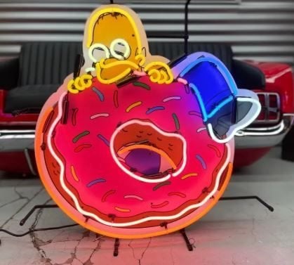 "ACTIE PRIJS" Homer Simpson Neon van 400 € voor, Ophalen, 69 cm, Am, Meerkleurig