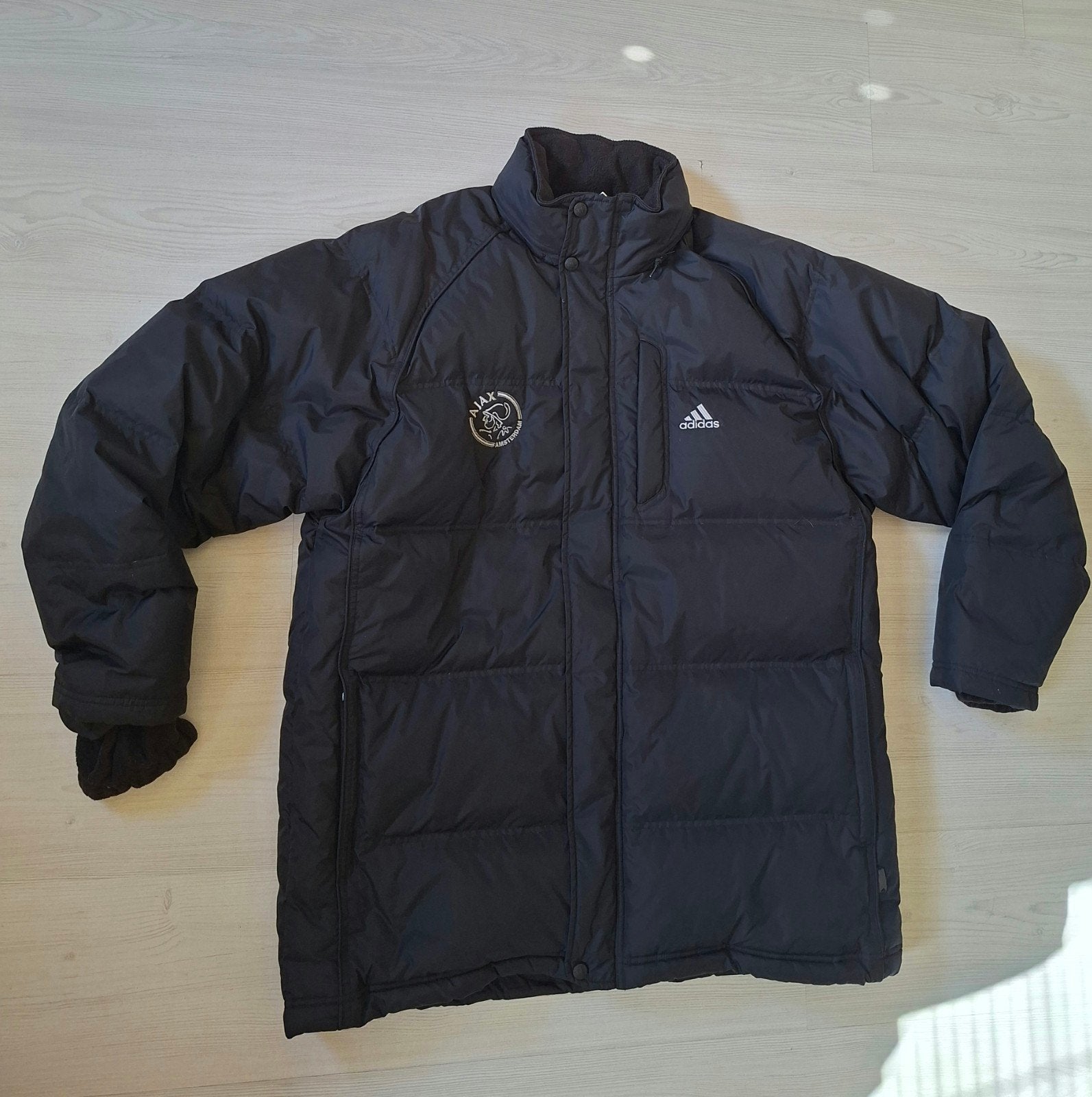 Vintage 90s Ajax Adidas gewatteerde jas - Maat L, Maat 52/54 (L), Zwart, Ophalen of Verzenden, Zo goed als nieuw