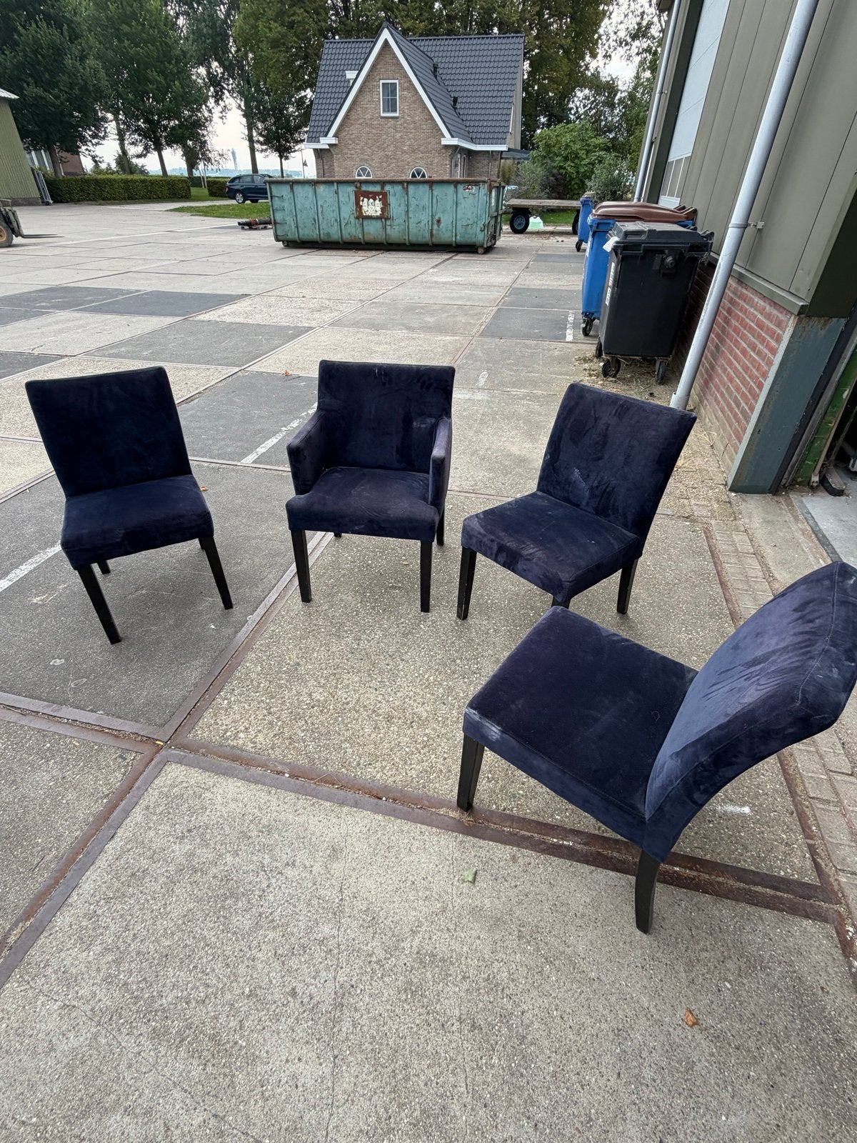 Set van 4 vintage stoelen: 3 eetkamerstoelen, 1 directiestoe, Ophalen, Gebruikt, Overige kleuren, Vier