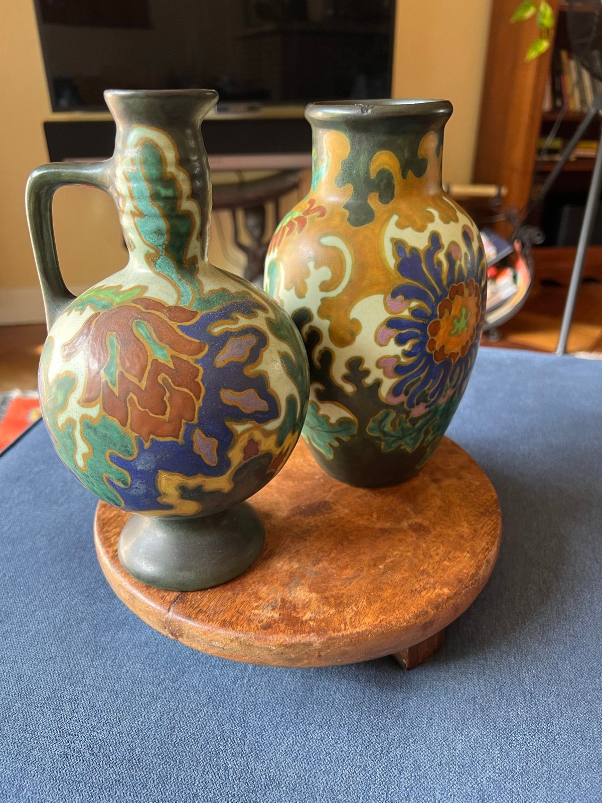 Set van 2 antieke Amphora Holland vazen, handgeschilderd, Ophalen of Verzenden