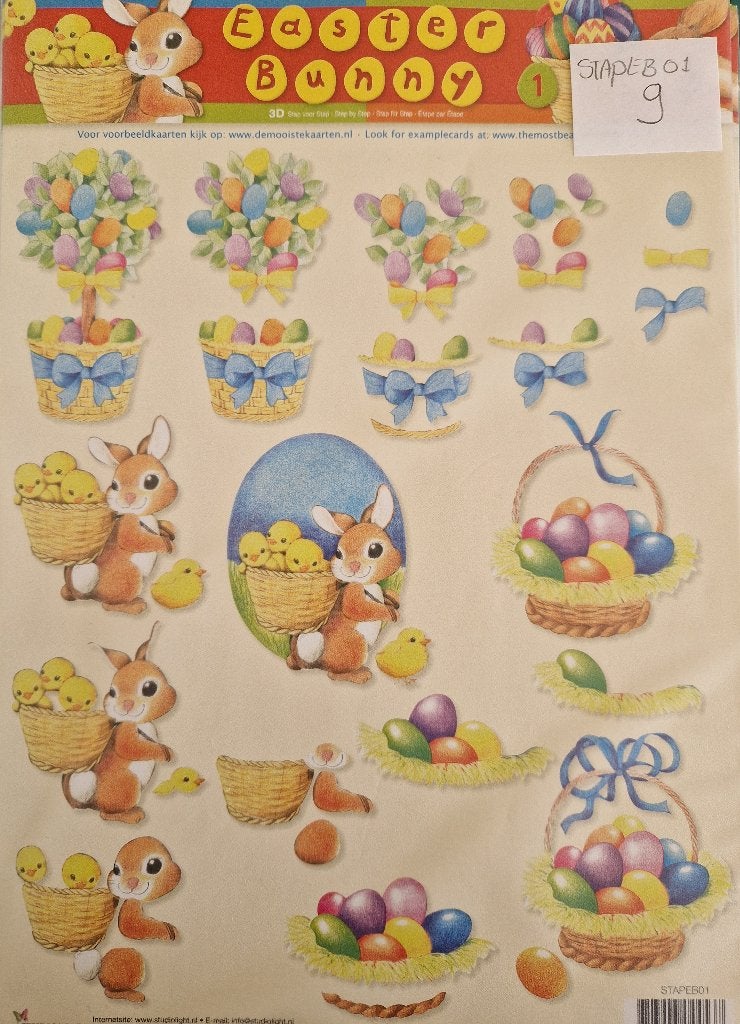A4 Knipvellen Easter Bunny STAPEB01 t/m 06, Ophalen of Verzenden, Nieuw, Overige thema's, Knipvel