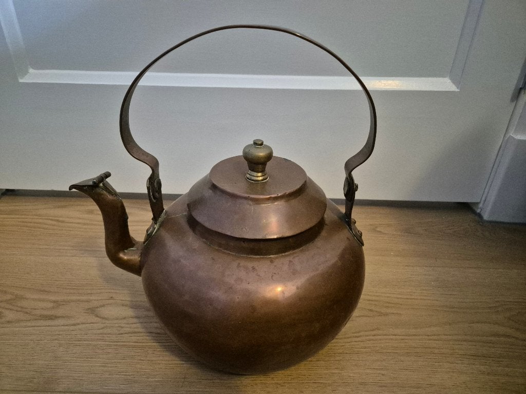 Prachtige antieke koperen appelketel / waterketel, Antiek en Kunst, Ophalen of Verzenden, Koper