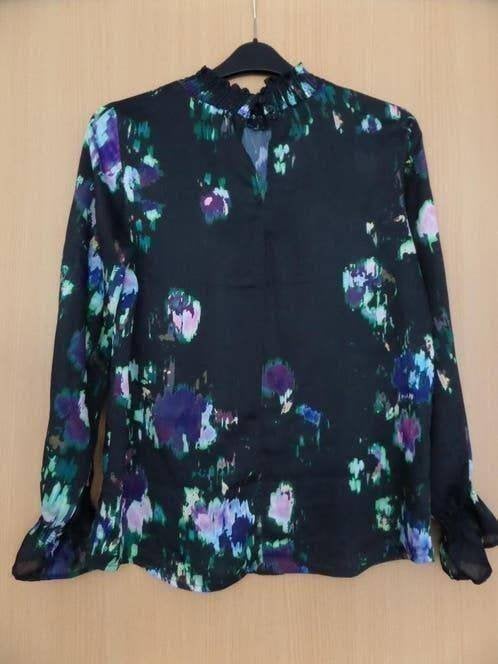 Aparte zwarte, transparante Hema blouson maat M met kraagje, Ophalen of Verzenden, Zo goed als nieuw, Maat 38/40 (M), Zwart