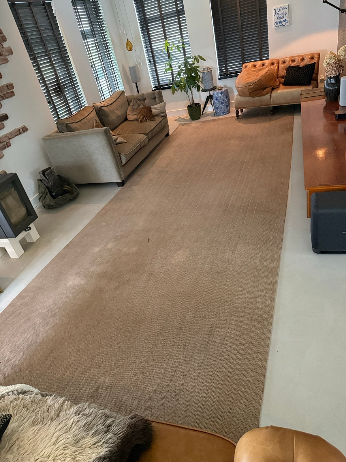 Grit-r Vloerkleed Taupe met vlekken (210x580 cm), Ophalen, Gebruikt, Bruin, 200 cm of meer