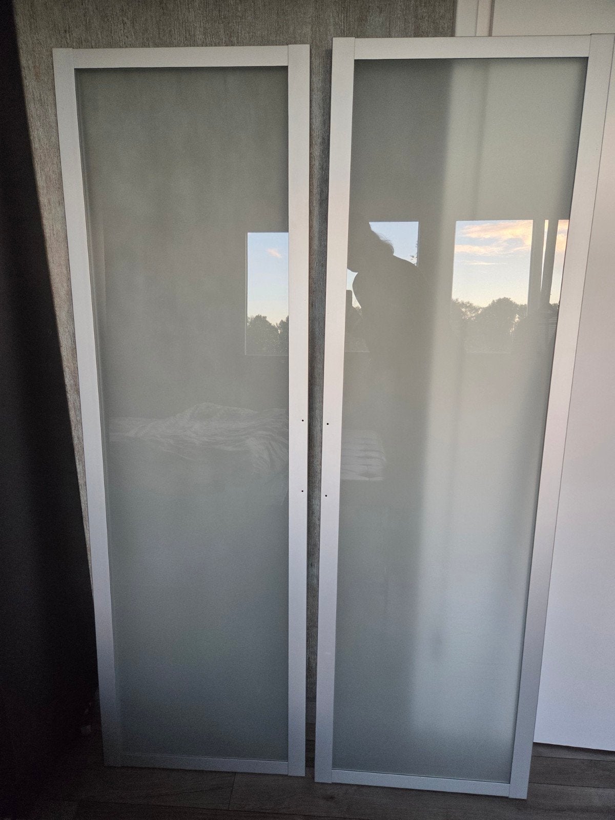 2 IKEA Pax kastdeuren metaal en melkglas 159x49,5 cm, Ophalen, Minder dan 50 cm, Zo goed als nieuw, Glas