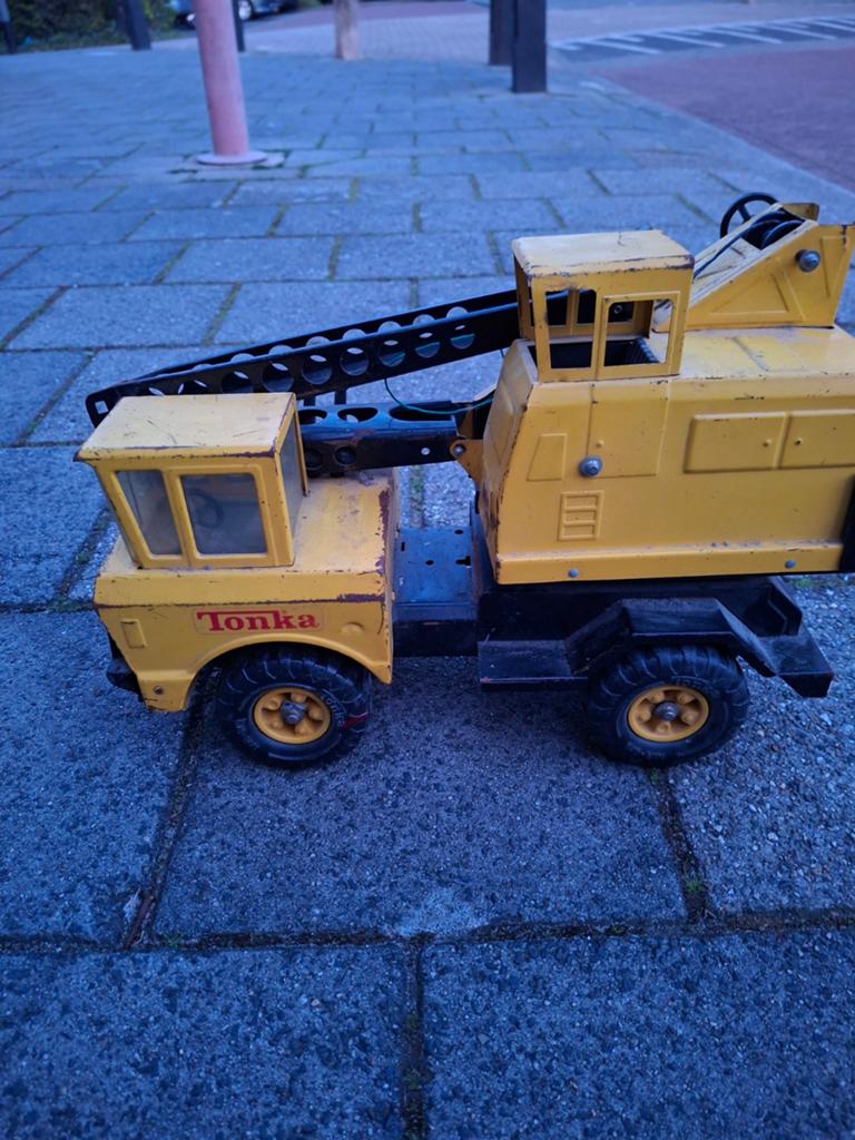 Vintage Tonka metalen kraanwagen - Speelgoed auto, Kinderen en Baby's, Speelgoed | Speelgoedvoertuigen, Ophalen of Verzenden, Gebruikt