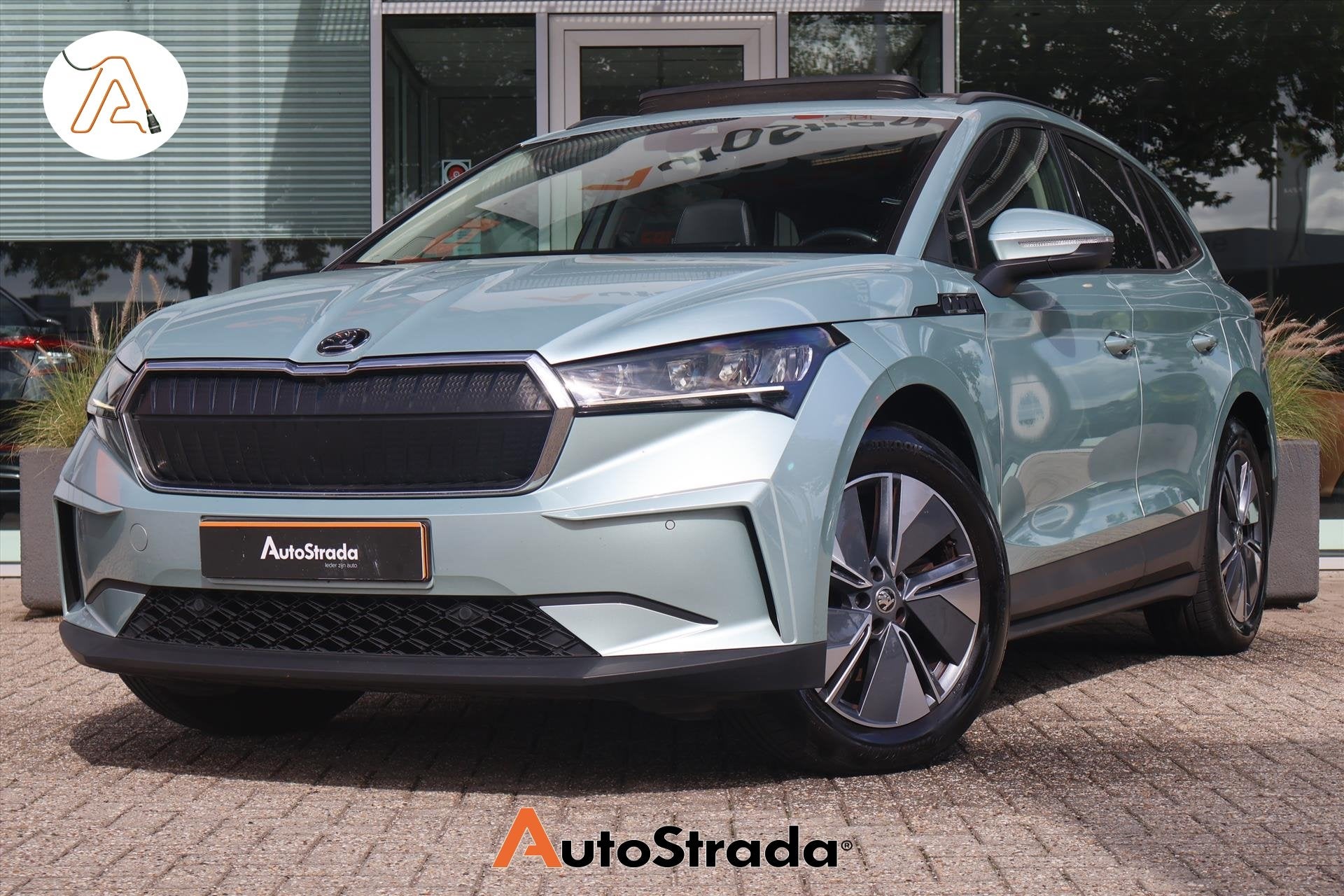 Skoda Enyaq Iv 60 Elektromotor 180pk SoH 91% | Virtual | Pan, Auto's, Dealer onderhouden, Gebruikt, 95 pk, Leder en Stof
