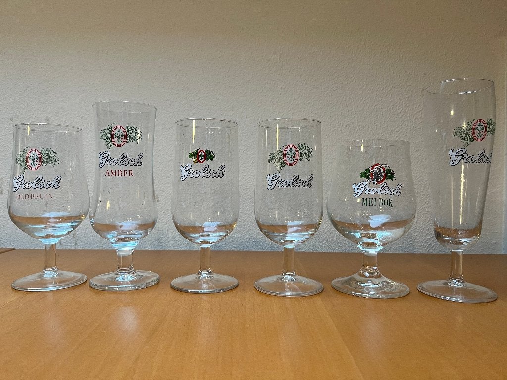 Grolsch bierglazen, 6 stuks, Verzamelen, Ophalen, Gebruikt, Glas of Glazen, Grolsch