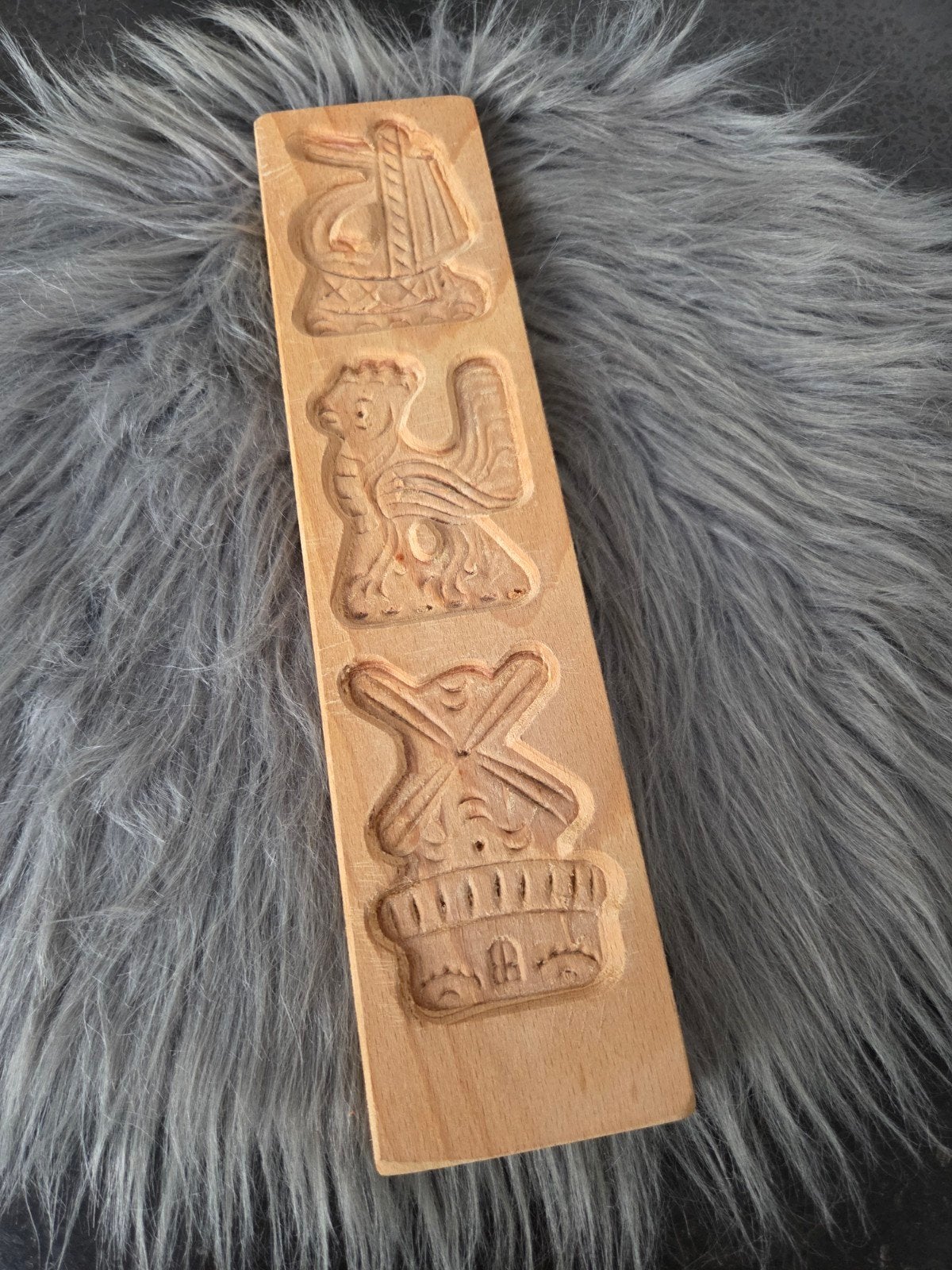 Brocante rechthoekige speculaasplank met 3 vormpjes, Ophalen of Verzenden