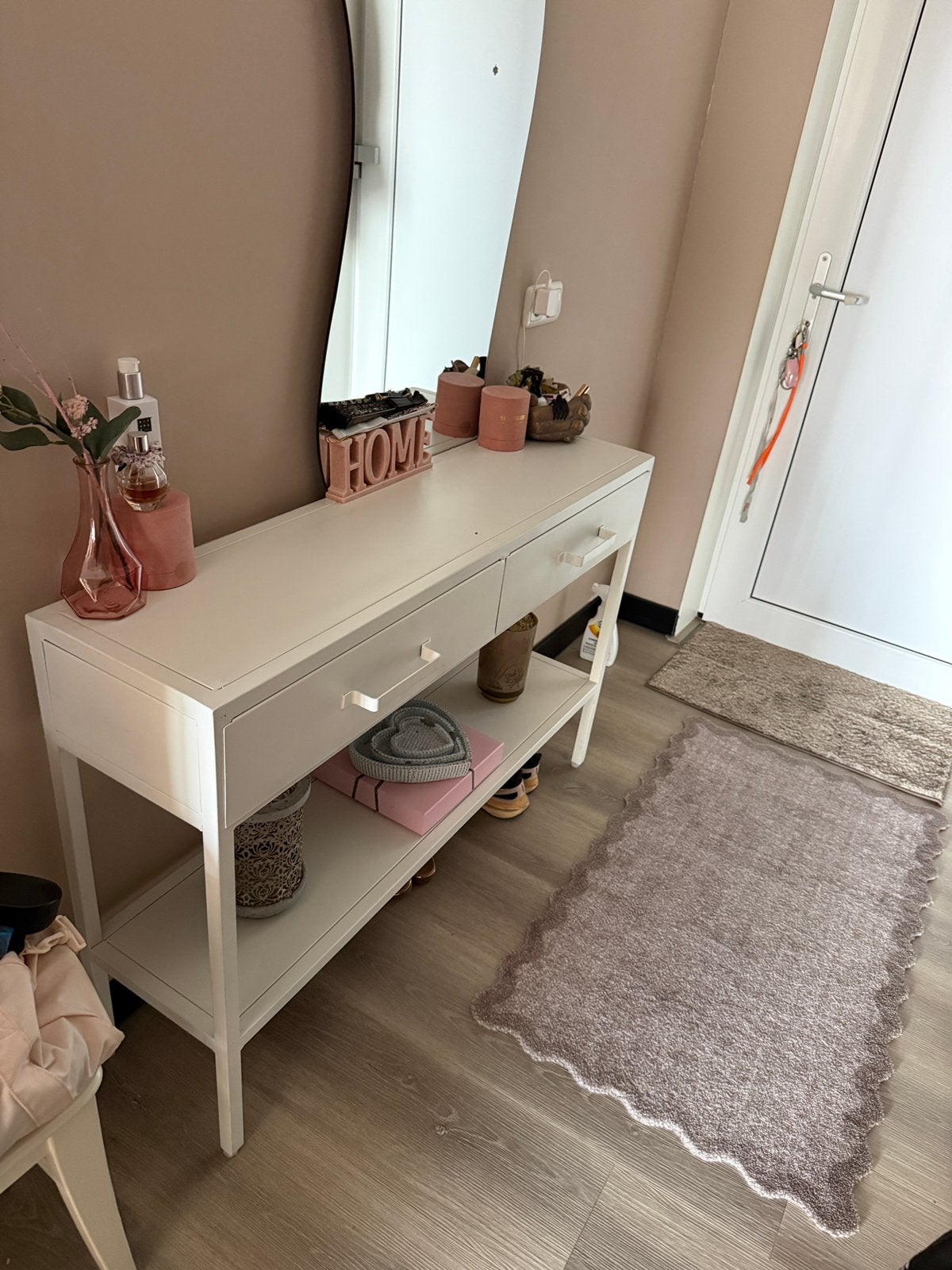 Witte wandtafel met lades en opbergplank van Bommel Wonen, Ophalen, Gebruikt, 100 tot 150 cm, Met lade(s)