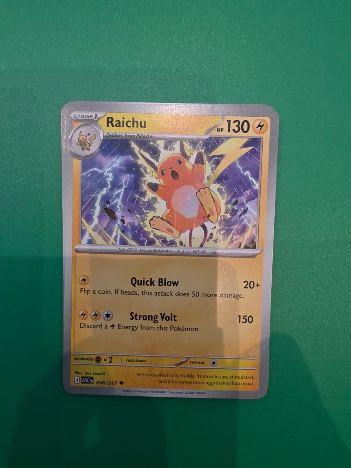 Raichu 056/217, Ophalen of Verzenden, Zo goed als nieuw