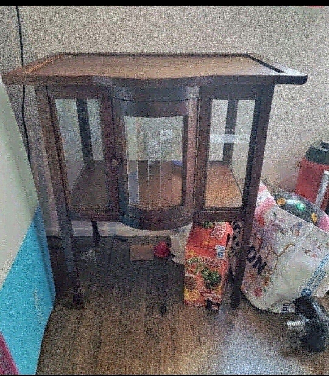 oud theekastje, Huis en Inrichting, Kasten | Vitrinekasten, Ophalen, 50 tot 100 cm, Zo goed als nieuw, Minder dan 100 cm