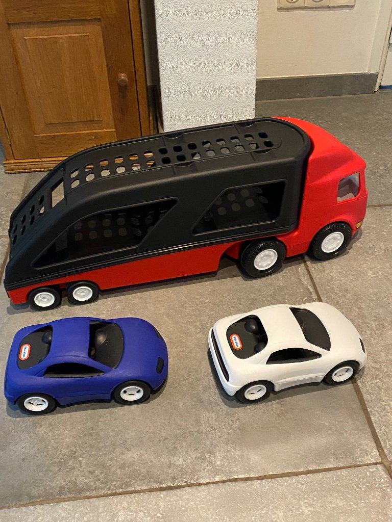 Grote Little Tikes Vrachtwagen met oplegger en auto’s, Ophalen of Verzenden, Gebruikt
