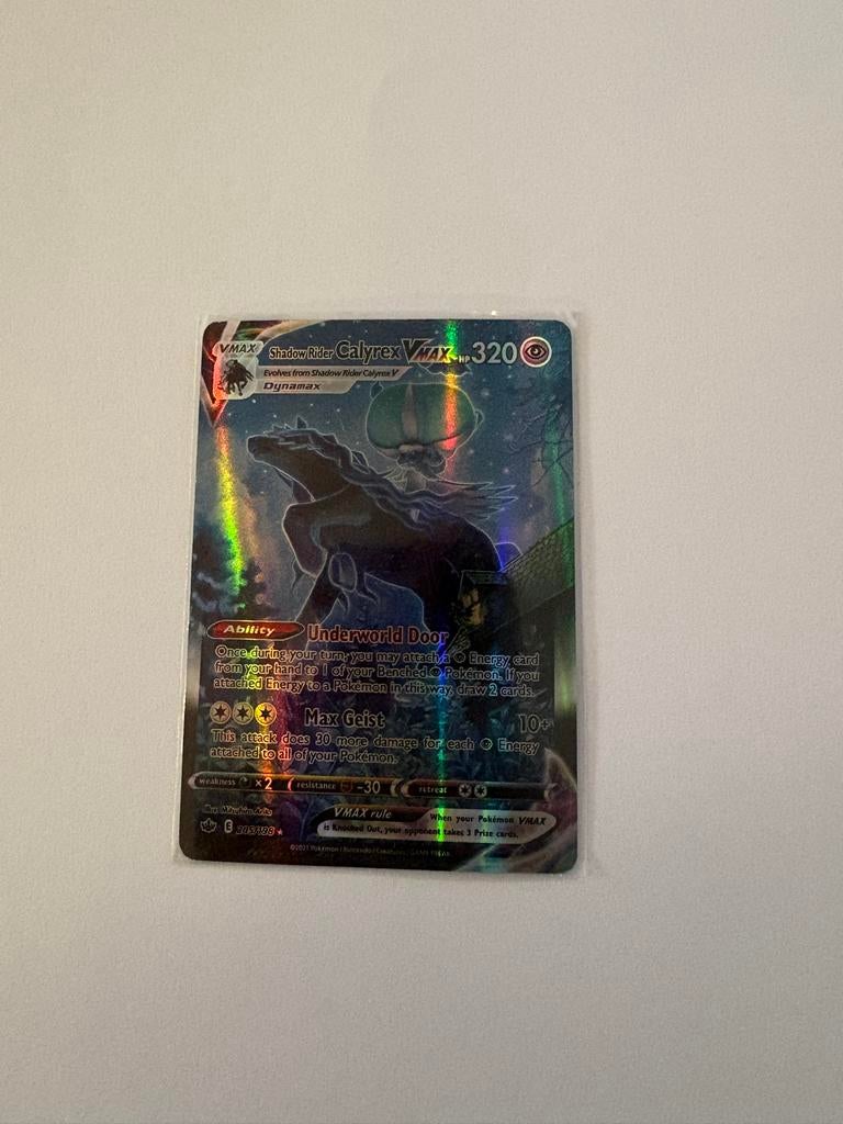 Pokémon TCG: Shadow Rider Calyrex VMAX (205/198), Ophalen of Verzenden, Zo goed als nieuw, Losse kaart