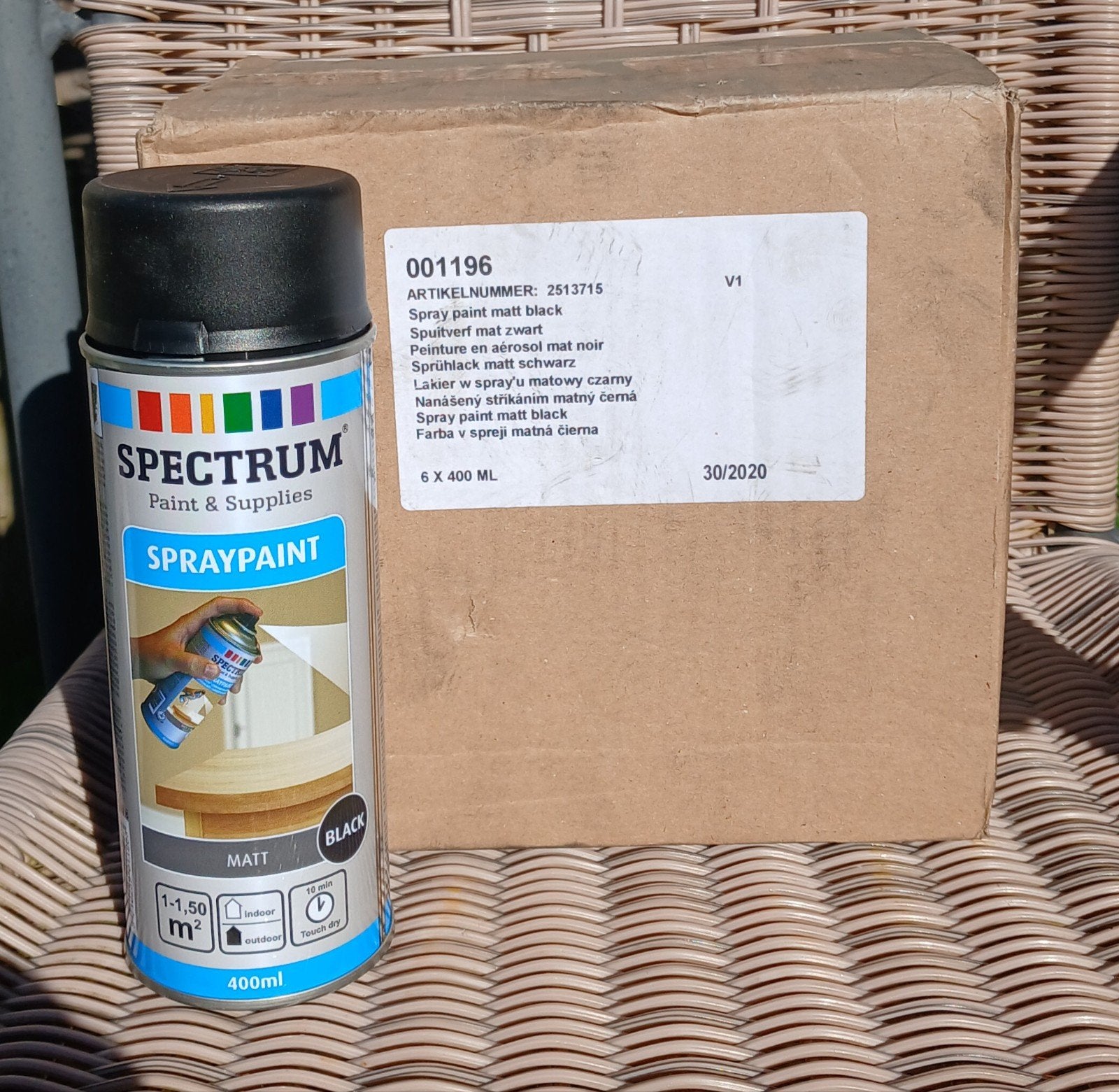 60x Spectrum Spuitverf Mat Zwart 400ml - Nieuw in doos, Doe-het-zelf en Verbouw, Zwart, Nieuw, Ophalen of Verzenden, Verf