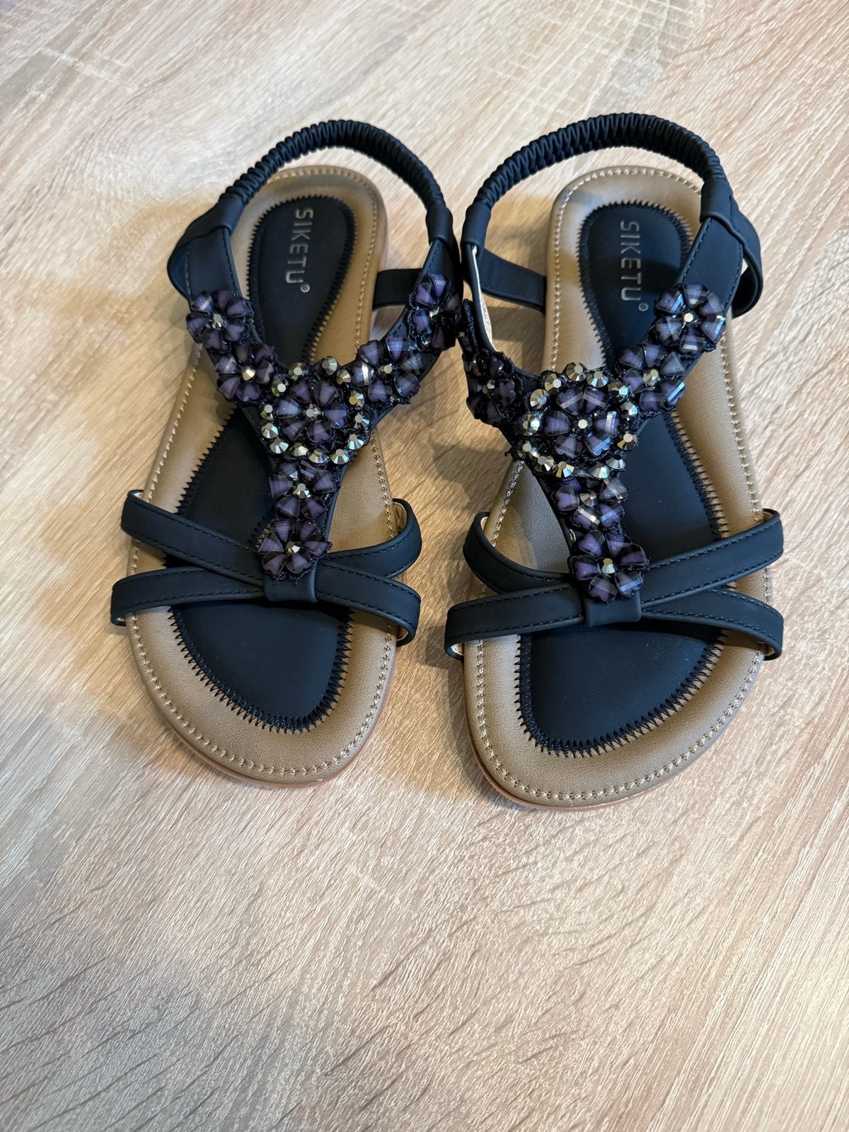 Siketu Sandalen met Kralen - Maat 37, Kleding | Dames, Ophalen of Verzenden, Nieuw, Zwart, Sandalen of Muiltjes
