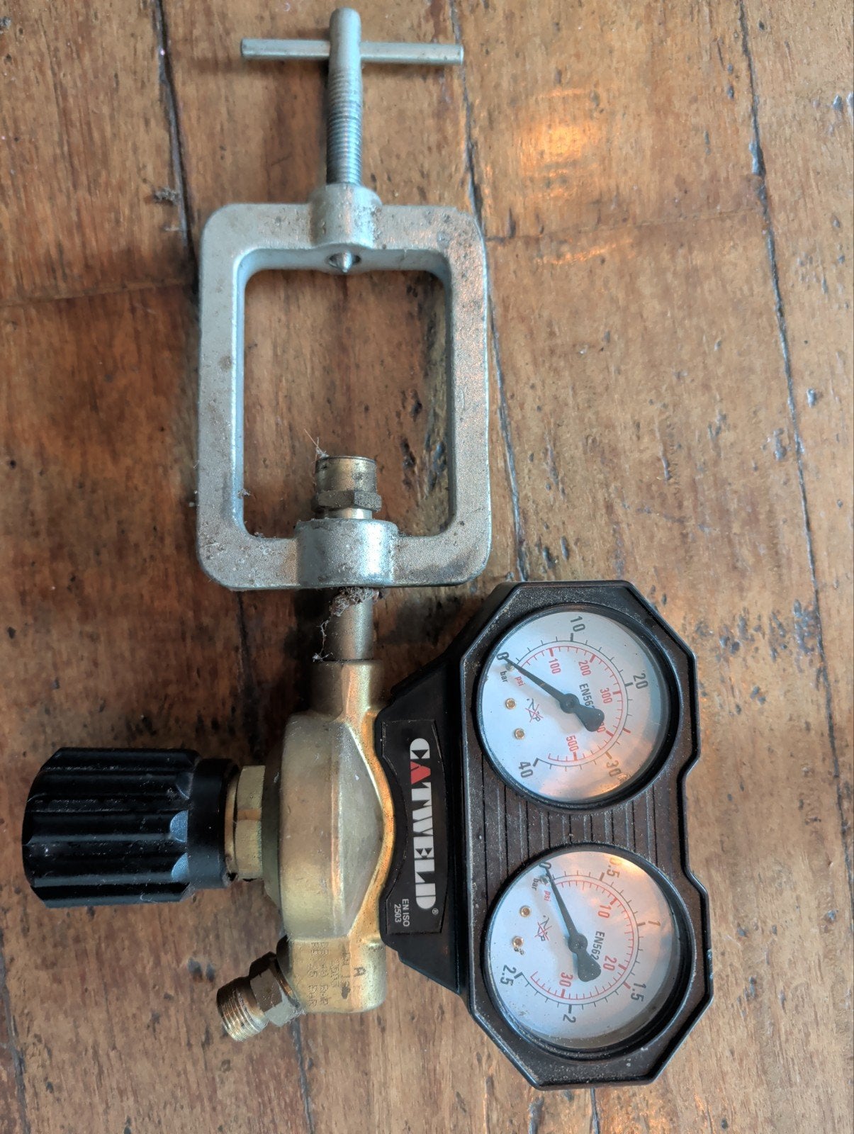Catweld Gasdrukregelaar met Manometers en Klem, Doe-het-zelf en Verbouw, Ophalen of Verzenden, Gebruikt, Overige typen