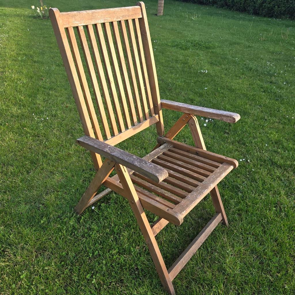 Hardhouten tuinstoel standenstoel inklapbaar, Ophalen, Gebruikt, Hout, Inklapbaar