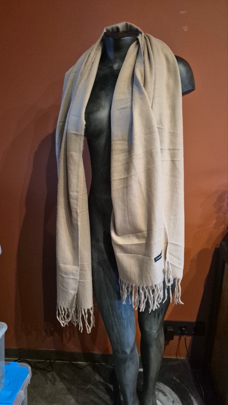 Luxe Cashmere Sjaal - Beige, Kleding | Dames, Maat 46/48 (XL) of groter, Ophalen of Verzenden, Zo goed als nieuw, Cashmere