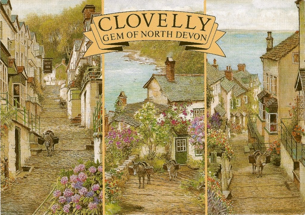 Ansichtkaart  	Clovelly (Engeland)	3-luik, Verzenden, 1980 tot heden, Gelopen, Engeland