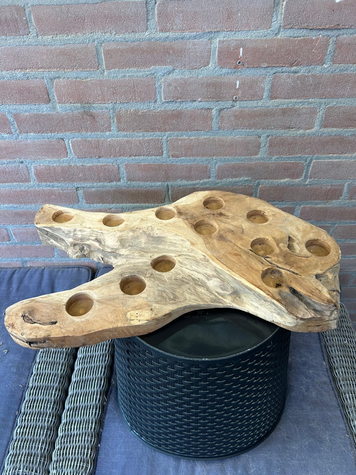Mooie houten theelicht stam, Ophalen of Verzenden, Zo goed als nieuw