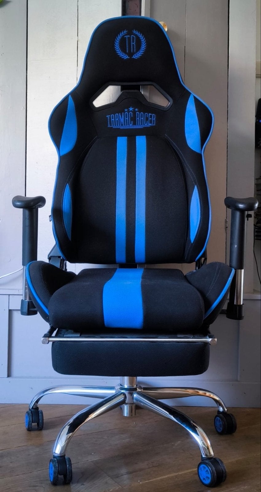 Tarmac Racer Gaming Bureaustoel - Zwart/Blauw, Ophalen, Zwart, Zo goed als nieuw, Bureaustoel